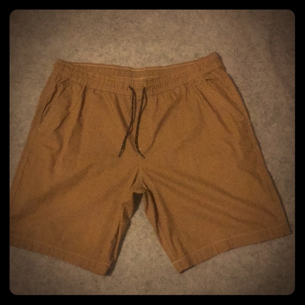 Khaki shorts with black strings-elastic waistband
